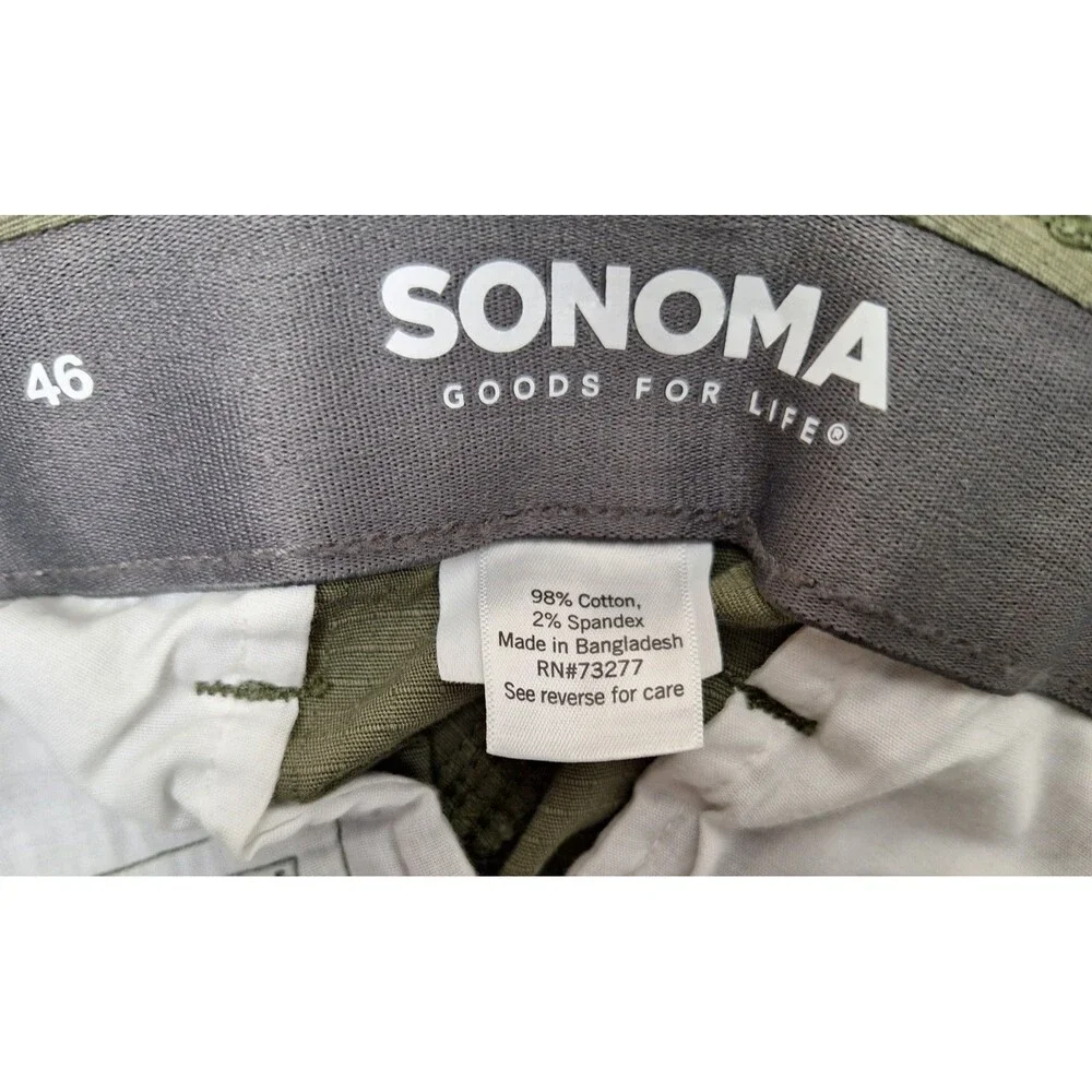 Sonoma Men's Cargo Shorts Flexwear Dusty Olive 6 Pockets Sz 46